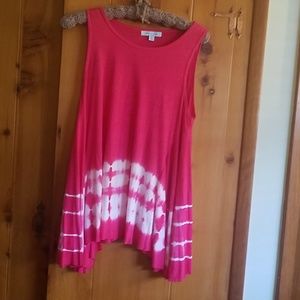 L-Pink tie-dye tank top